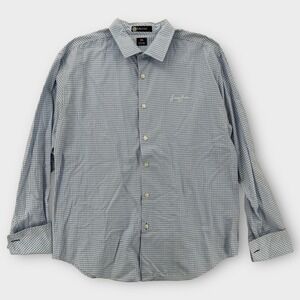 Vintage Sean John Shirt Mens XXL 2XL Gingham Blue White Plaid LS Button Down Y2K